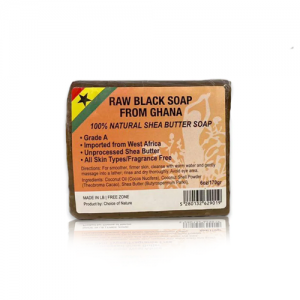 African Raw Black Soap from Ghana - 170g / 6 oz