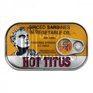 Titus Sardines Hot Spiced In Vegetable Oil Yellow, 4.38 oz/125 g